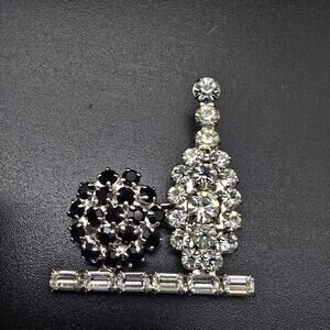 B. David Rhinestone Bowling Brooch Vintage Costume Jewelry